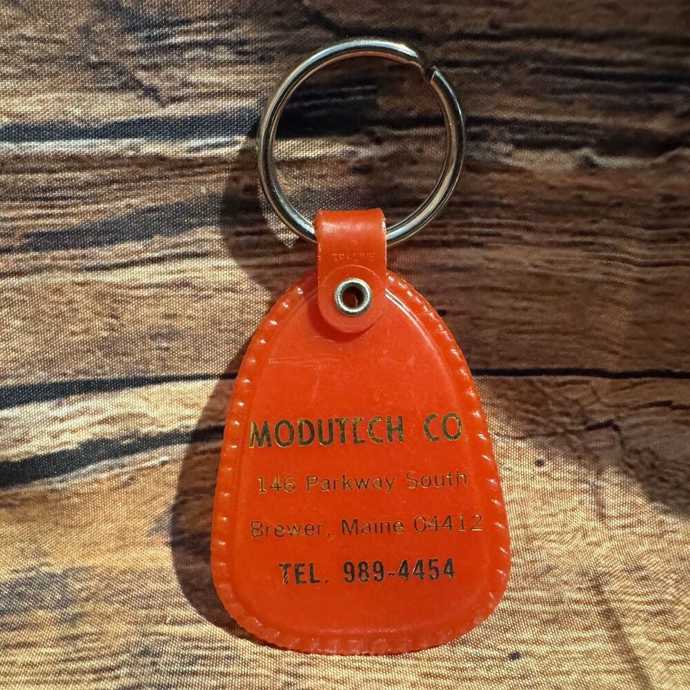 Vtg Modutech Co Keychain Brewer Maine Advertising Vinyl Fob Your Key To Better